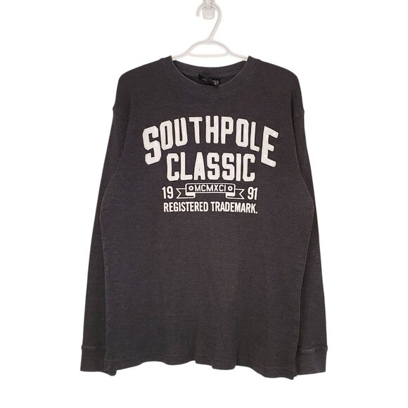 Vintage Y2K South Pole Waffle Knit Long Sleeve Shirt Gray Size L - Picture 1 of 5